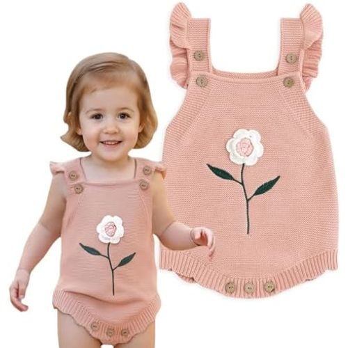 Simplee kids Baby Girls Sunflower Knit Rompers Knit Clothes for Newborn Baby Girls