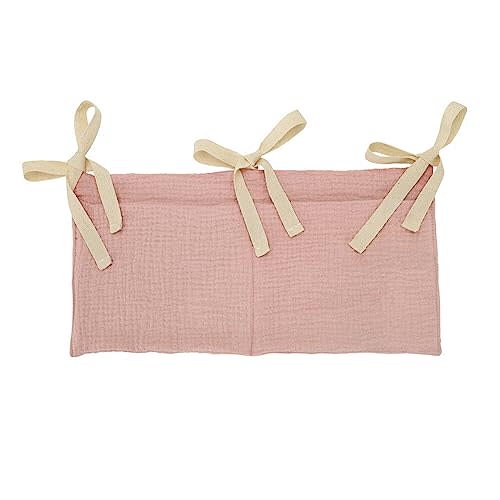 Baby Diaper Caddy Organizer, Diaper Stacker, Baby Crib Hanging Pocket with Straps Classified Storage Bag Organizer for Nursery Diapers Wipes Baby Essentials (Pink)