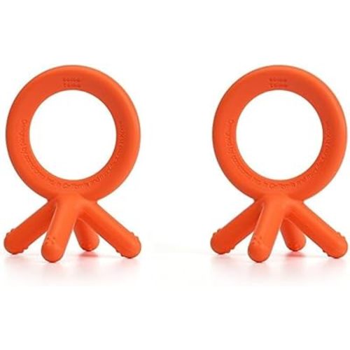 Comotomo Silicone Baby Teether, Orange (Pack of 2)