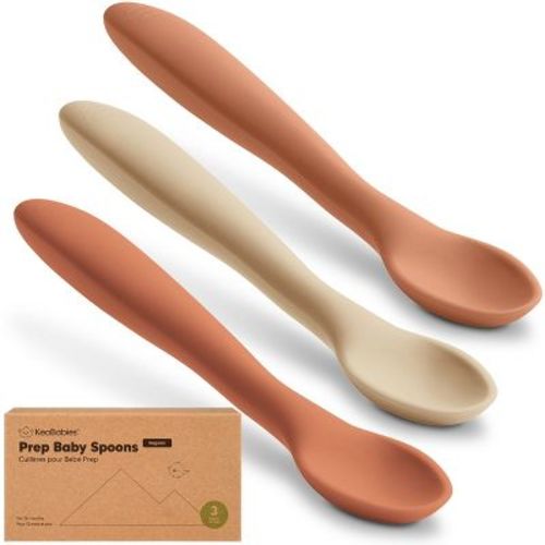 3-Pack Prep Baby Spoons, Silicone Baby Utensils for Self Feeding 6-24 Months, All Stages Baby Feeding Set, BLW Toddler Spoons (Mellow)