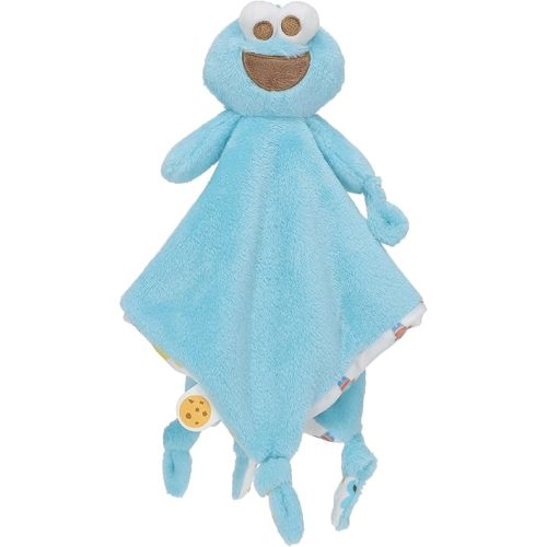 KIDS PREFERRED Sesame Street Cookie Monster Blanky Made of Soft Material with Knotted Corners and Pacifer Loop for Babies and Infants