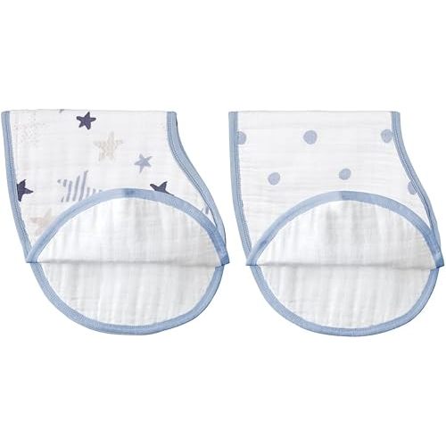 aden + anais Burpy Bib, 100% Cotton Muslin, Soft Absorbent 4 Layers, Multi-Use Burp Cloth and Bib, 22.5" X 11", 2 Pack, Rock Star