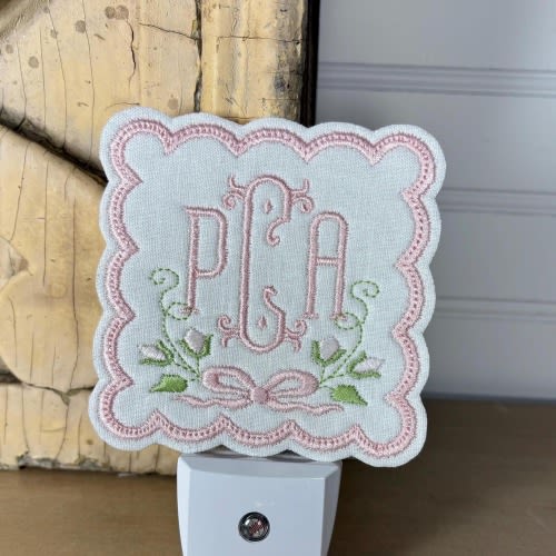 Monogram Embroidered Night Light, Baby Room Decor
