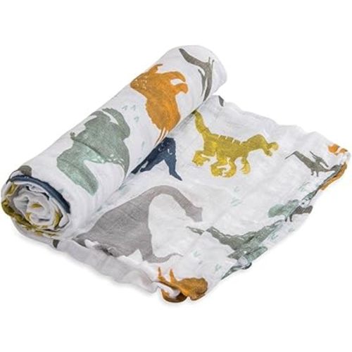 Little Unicorn – Dino Friends Cotton Muslin Swaddle Blanket | Single | 100% Cotton | Super Soft | Newborns and Infants | Large 47” x 47” | Machine Washable