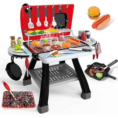 35pcs Kitchen Toy Set, Toy BBQ Grill Set, Cooking Toy Set, Little Chef Play, Kids Grill Playset Interactive BBQ Toy Set, Kids Kitchen Playset Toy Christmas Birthday Gift for Boys Girls