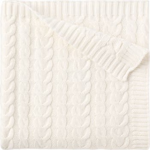 Horseshoe Cable Knit Cotton Blanket