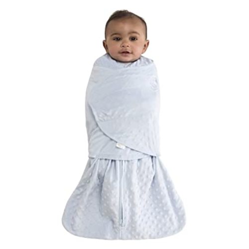 HALO Sleepsack Swaddle, Velboa, Blue Plush Dots, Small