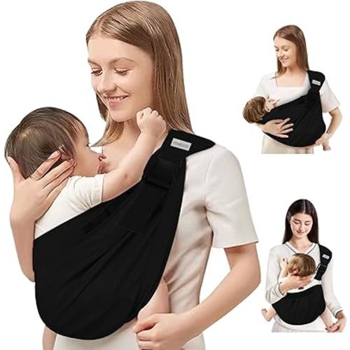 Baby Sling Carrier Newborn to Toddler,Updated Adjustable One Shoulder Labor-Saving Baby Holder Carrier,Tollder Sling Carrying 7-45 lbs(Black)