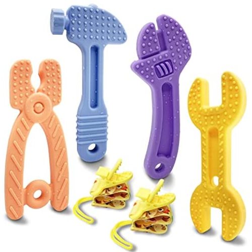 Teething Toys for Babies 0-6 Months 6-12 Months, Baby Teething Toys, Silicone Baby Teether Toys, Baby Chew Toys, Molar Teether, Hammer Wrench Spanner Pliers Shape Teething Toys for Boys Girls