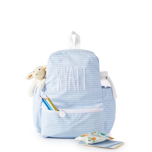Monogrammed Riley Backpack - Gingham Mist
