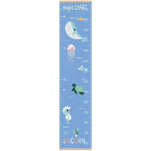 55 * 12.2-inch Extra-Wide Cartoon Children's Height Measure Wall Hanging Chart, Removable, Easy to Store, and Precision Measurement (Ocean)