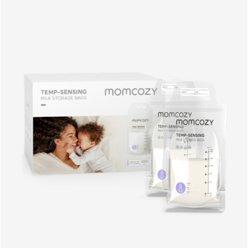 Momcozy Breastmilk Storing Bags, Temp-Sensing Discoloration Milk Storing Bags for Breastfeeding, Disposable Milk Storage Bag with 6 Ounce Self Standing, No-Leak Milk Freezer Storage Pouches, 200pcs