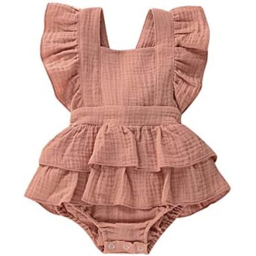 Newborn Baby Girl Romper Linen Cotton Ruffled Sleeveless Jumpsuit Infant Summer Clothes Outfit
