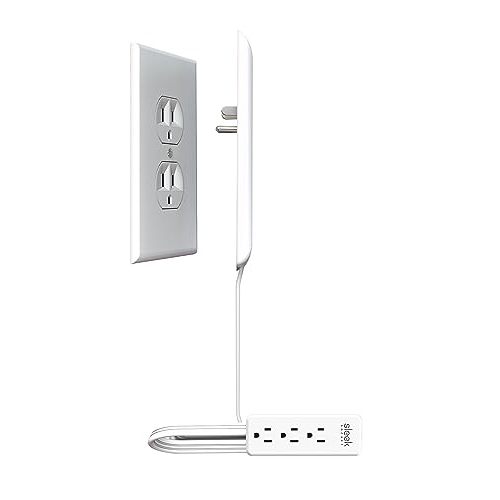 Sleek Socket Original & Patented Ultra-Thin Outlet Covers Extender with Cord Concealer Kit, Flat Extension Cord with Multiple Outlets, 3-Ft, Universal Size, Ideal for Kitchens & Behind Furniture