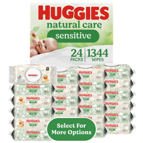 Huggies Natural Care Sensitive, Fragrance-Free Baby Wipes, Unscented Wipes, 24 Packs, 1344 Count