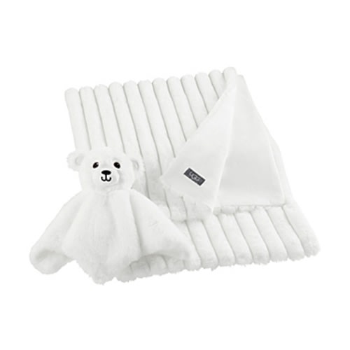 UGG® 2-Piece Dylan Ribbed Faux Fur Lovey and Blanket Gift Set in  - Snow