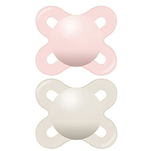 MAM Original Start Matte Newborn Baby Pacifier, Best Pacifier for Breastfed Babies, Sterilizer Case, Girl, 0-3 Months (Pack of 2)