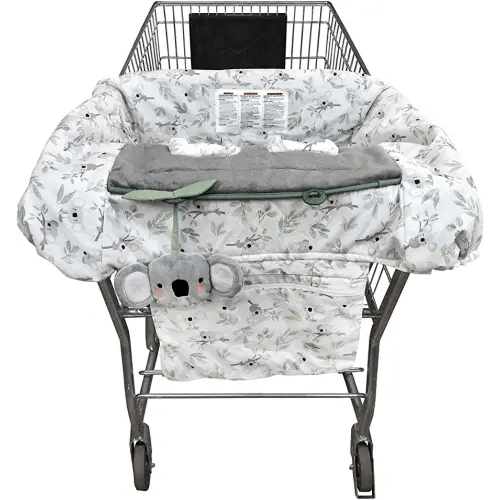 Boppy Preferred Shopping Cart and High Chair Cover with Storage Pouch,Gray Green Koala with Changeable SlideLine Toy,Plush Minky Seat,2-point Safety Belt,Wipeable and Machine Washable,6-48 months