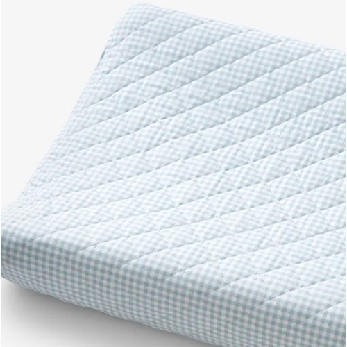 Ditsy Gingham Classic Cool Organic Cotton Percale Quilted Changing Pad Cover