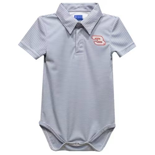 Dale Earnhardt Vive La Fete Infant Polo Pencil Stripe Bodysuit - Gray