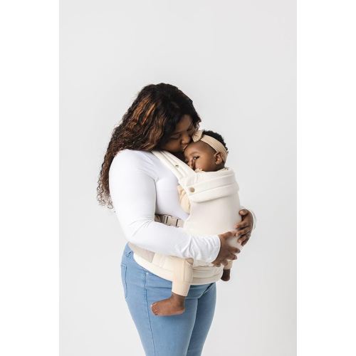 Mabē Monarch Ergonomic Baby Carrier – Premium Cotton Soft Structured Newborn to Toddler Carrier with Hip-Healthy Design, 3 Carry Positions (7-35lbs), Lightweight & Breathable, (Ivory)
