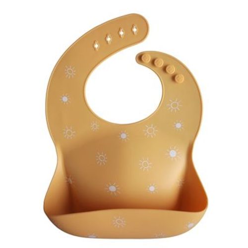 Silicone Baby Bib Pink Flowers One Size