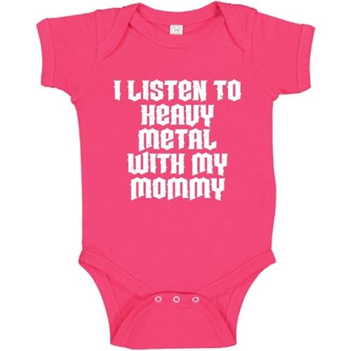 I Listen to Heavy Metal with My Mommy Baby Bodysuit One Piece or Toddler Shirt Music Clothing