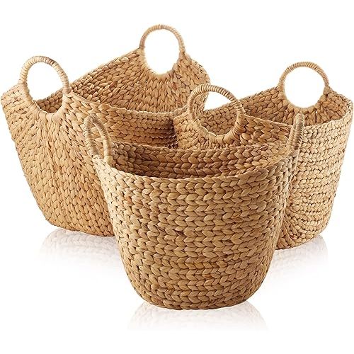 Casafield Set of 3 Multipurpose Boat Baskets with Handles - Natural