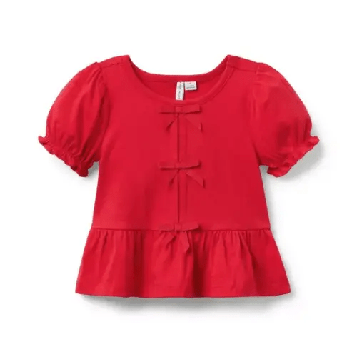 Girl Maraschino Red Bow Peplum Top by Janie and Jack