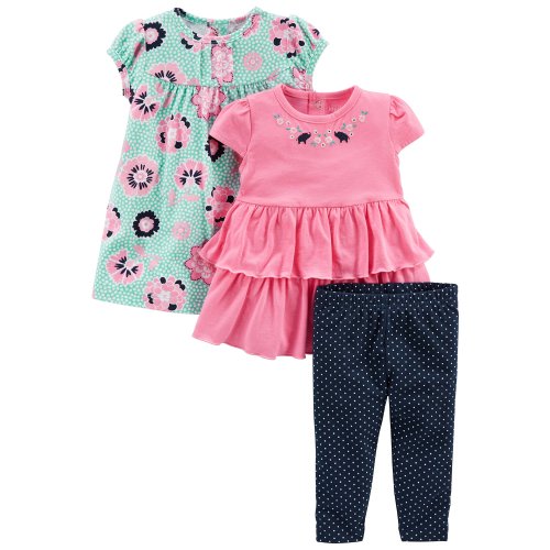 Simple Joys by Carter's Baby Girls' 3-Piece Playwear Set, Pink/Blue, 18 Months