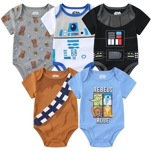 STAR WARS Grogu Boys 5 Pack Bodysuit for Infants
