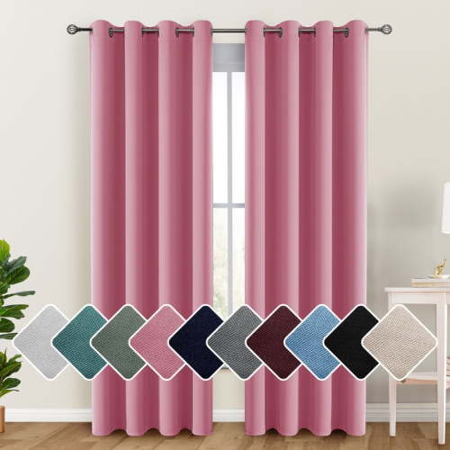 Lux Decor Blackout Curtains Set of 2 for Living Room, Thermal Insulated Bedroom Drapes, Noise-Reducing & Light Blocking Curtains, 52"x84" Pink