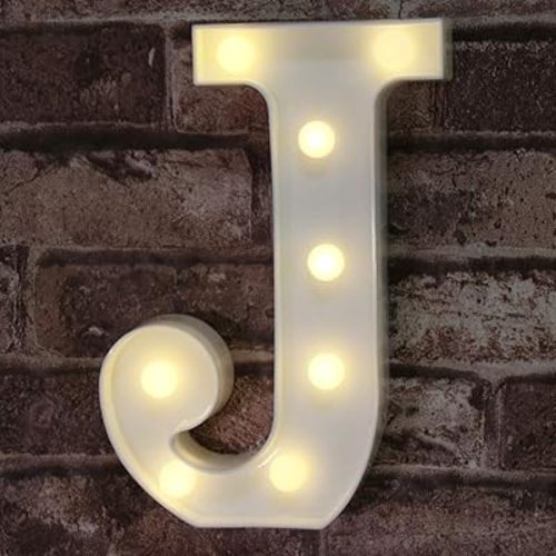 Pooqla LED Marquee Letter Lights Sign, Light Up Alphabet Letter for Home Party Wedding Decoration J