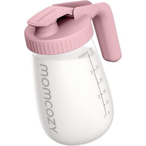 Momcozy Breast Milk Pitcher, Resistant to Heat and Cold Abrupt Temp Swings, No Leak Breast Milk Fridge Storage Container with Wide Mouth, Fast Baby Formula Maker, Breastfeeding Essentials, Pink