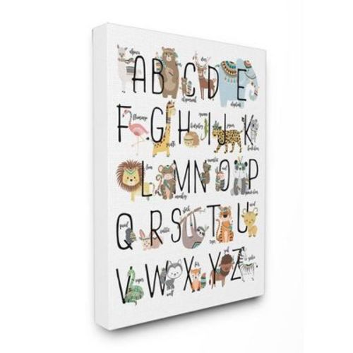 16"x1.5"x20" Boho Animal Abc's Stretched Kids' Canvas Wall Art - Stupell Industries: Modern Typography Lithograph