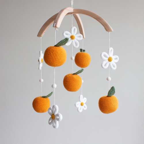 Oranges baby mobile - Citrus nursery decor - Tropical crib mobile - Fruits cot mobile - Baby shower gift