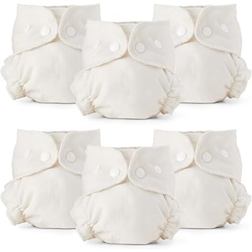 Esembly Cloth Diaper Inner, Trim-Fitting, Certified Organic Cotton, Reusable and Absorbent Leak-Proof Inserts with Snap Closure for Eco-Friendly Diapering, 6-Pack, Size 1 (7-17lbs)