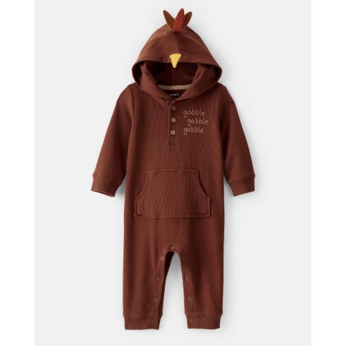 Baby Turkey Long-Sleeve Hooded Jumpsuit - Brown - Carter's | Carter's