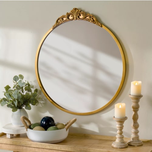 Gold Lana Ornate Round Wall Mirror | Kirklands Home