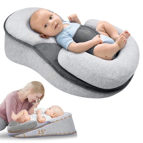 Rest Nest Baby Lounger Pillow, Portable Anti Reflux Bed for Newborns and Infants Bassinet, Feeding Support & Tummy Time