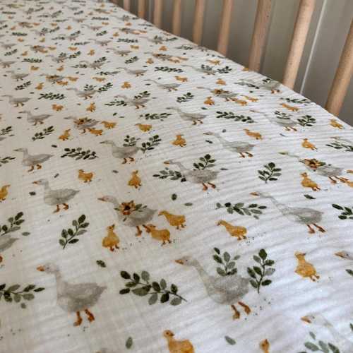 Muslin Sheets for Stokke Sleepi Cribs - Organic Cotton Fitted - Mini V2 V3 Junior - Oval