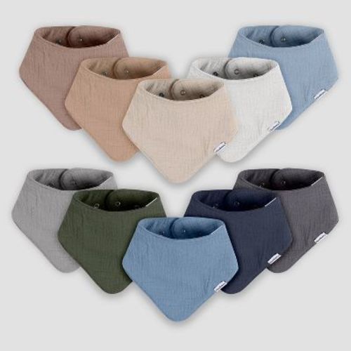 Gerber Baby 10pk Bandana Bibs - Brown/blue/green