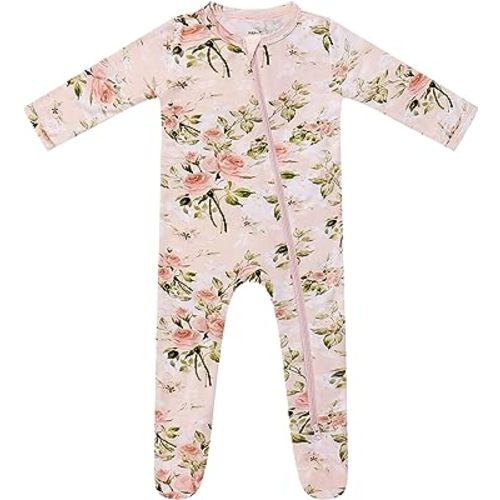 HAPIU Rayon from Bamboo Baby Footed Pajamas, 2 Way Zipper YKK, Footie for Baby Boy Girls, Newborn-24 Months