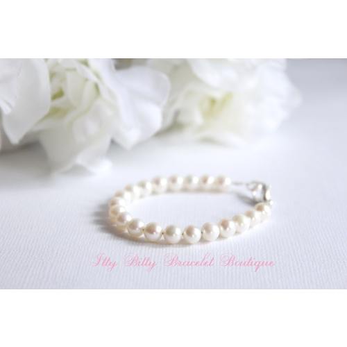 Genuine Freshwater Pearls, Real Pearl Bracelet for Children, Girls, Baby, Keepsake, 1st Pearls, Birthday, Shower Gift, Flower Girl Proposal