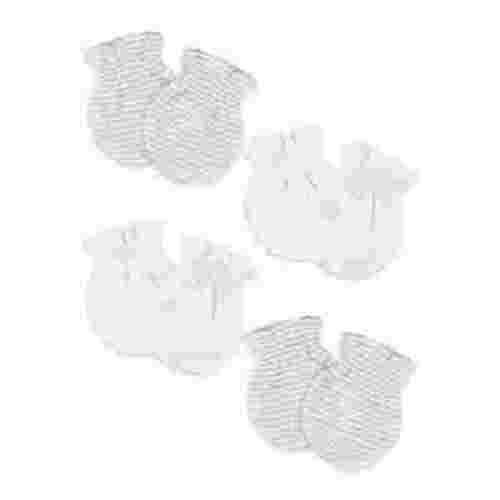 Gerber Baby Boy or Girl Unisex White Mittens, 4-Pack, One Size