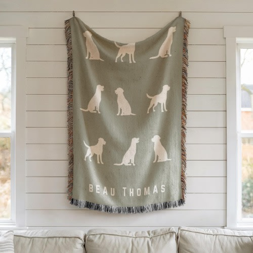 Personalized Labrador Retriever Baby Blanket: Woven Cotton Keepsake