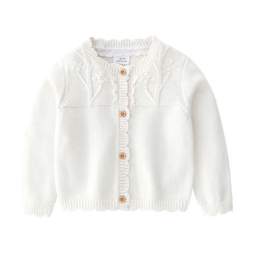 MQLKF Newborn Infant Baby Girls Cotton Knit Sweater Autumn Solid Long Sleeve Tops Cardigan Clothes Leisure Daily Cute Infant Outerwear
