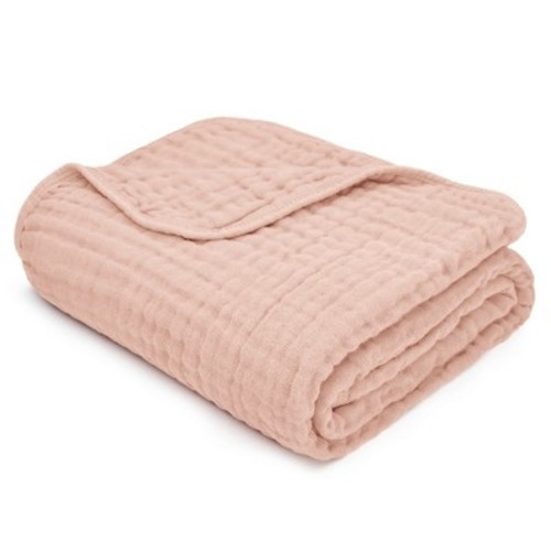 Baby Muslin Blanket, Large 40" X 40" By Comfy Cubs, Color: Blush
