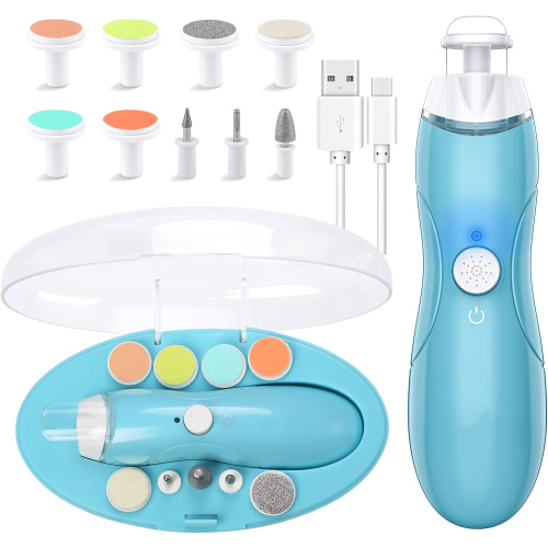 Baby Nail Filer and Baby Nail Clippers with Light Set, Electric Infant Nail Trimmer Kit for Newborn