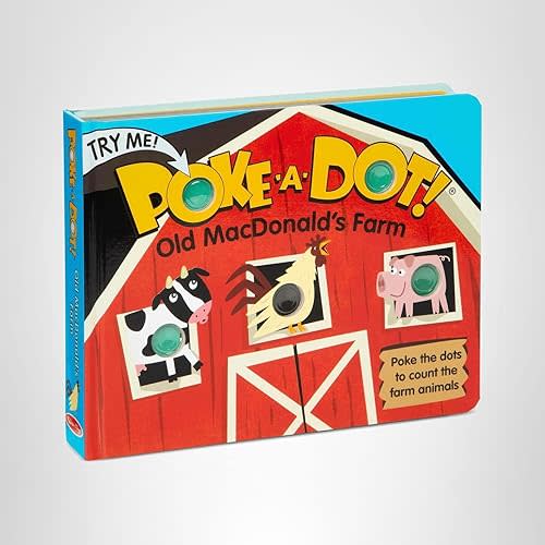 Melissa & Doug Poke-a-Dot! Old MacDonald’s Farm, Interactive Children's Board Book with Buttons to Pop, Educational Sensory Toy for Toddlers & Preschoolers Ages 3+ - FSC Certified